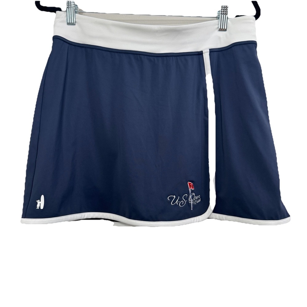 Johnnie-O Womens Gabby Performance Skirt Skort Navy White SZ L 124th U.S Open NW